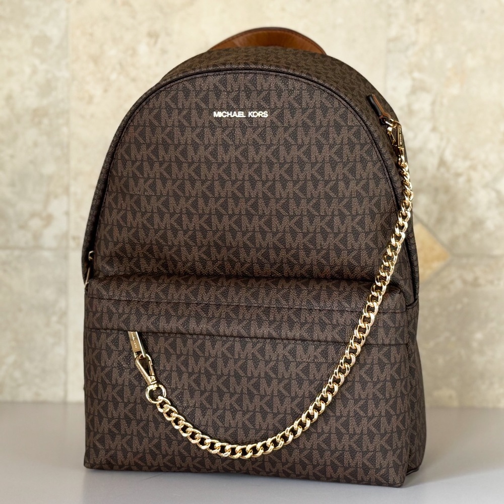 Michael Kors Slater Medium MK Brown Backpack - Picture 4 of 14